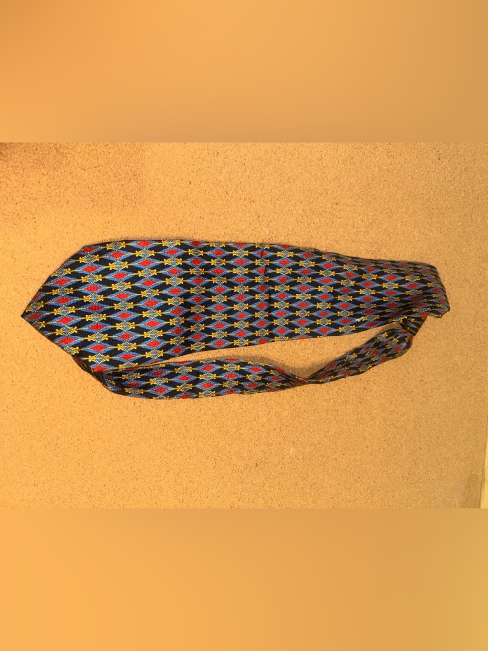 Patterned Woven Neckwear in Black, Blue & Red